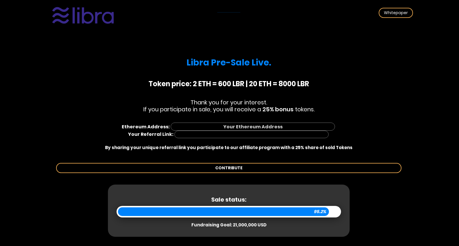 Screenshot of the coin-libra.org website