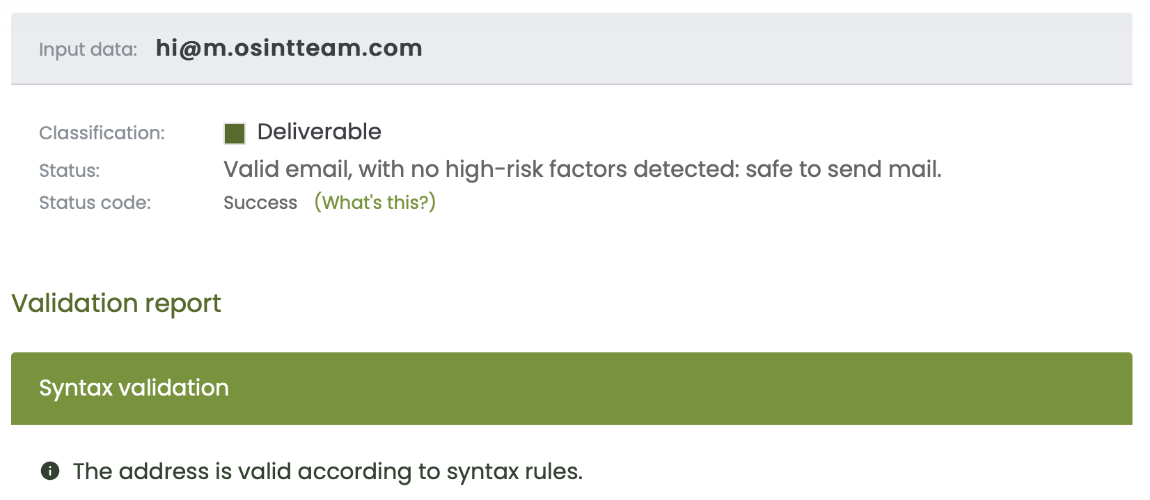 Using Verifalia to validate the email address