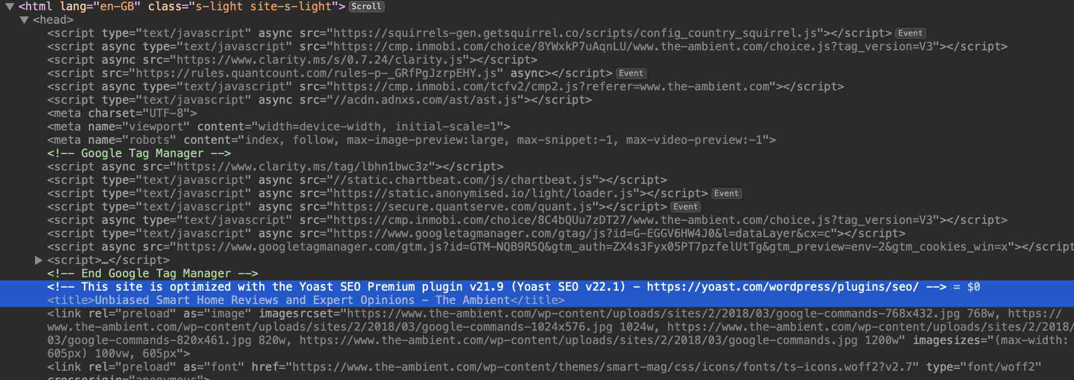 Inspecting website using Safari dev tools
