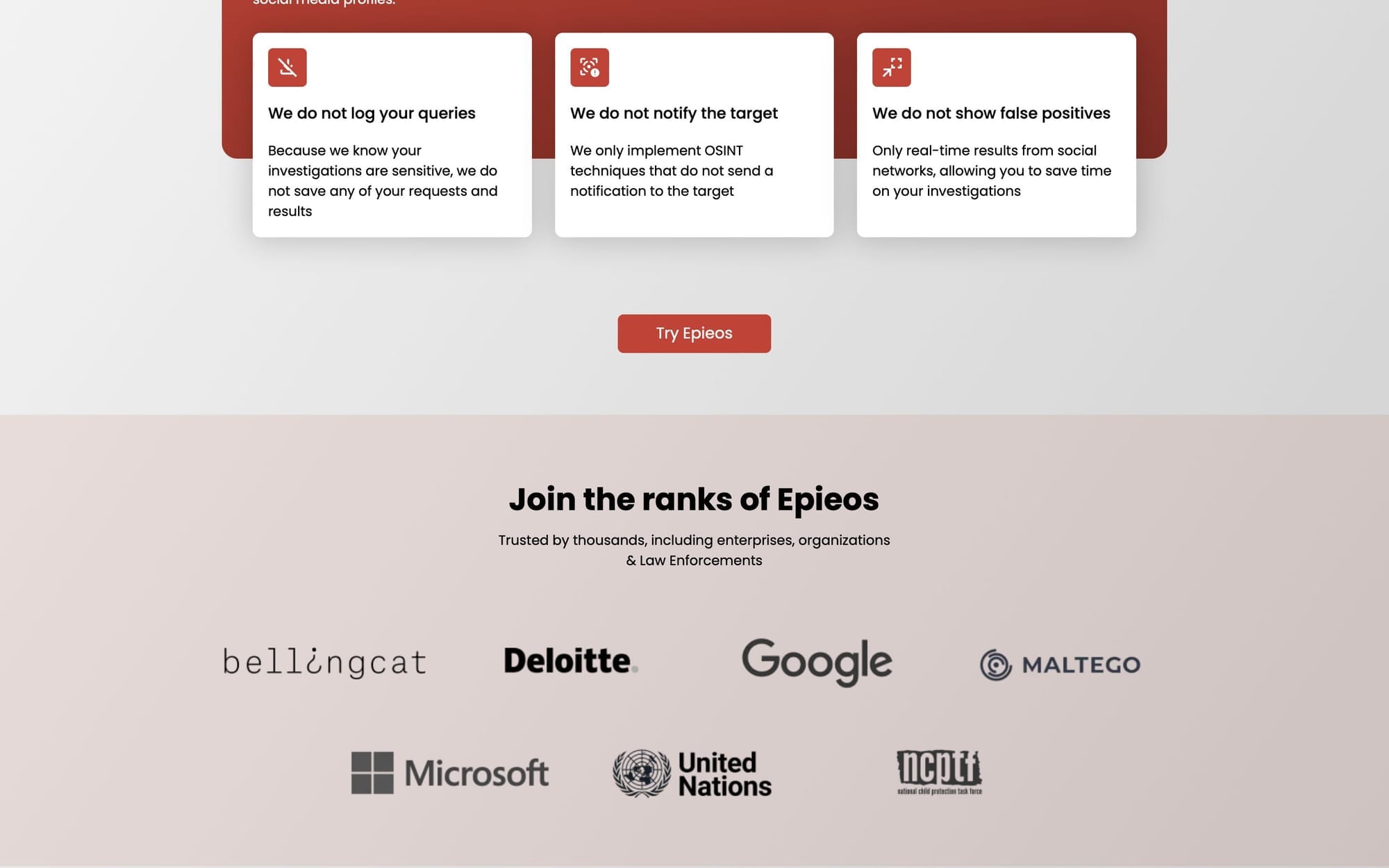 Epieos showcases its features and notable clients is a smart way