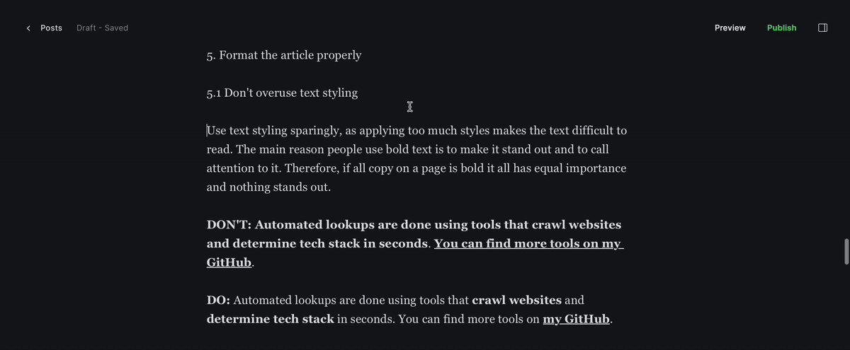 Applying headings make monotone blocks of text more readable