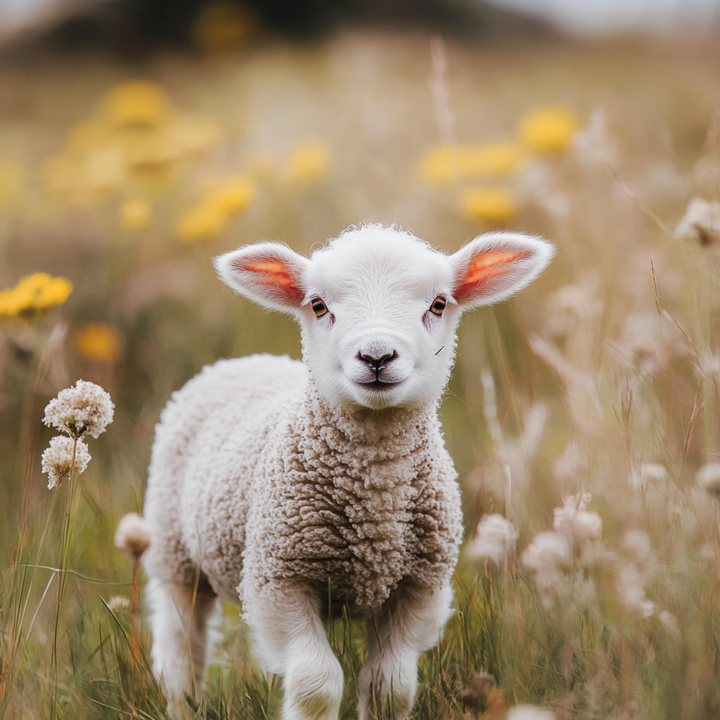 "a lamb grazing in the field" prompt on Midjourney. Source: Midjourney. Notice how this image is a paragon.