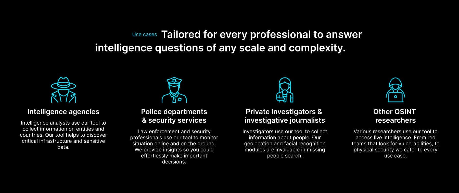 Use cases section for the Open-Source Surveillance landing page