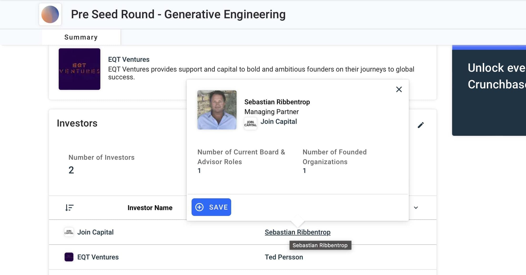 The startup has listed investors with their personal details