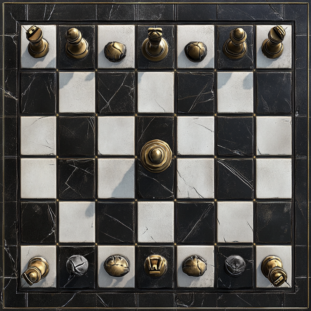 Chess board generated from Midjourney. AI struggles to replicate patterns like how humans do.